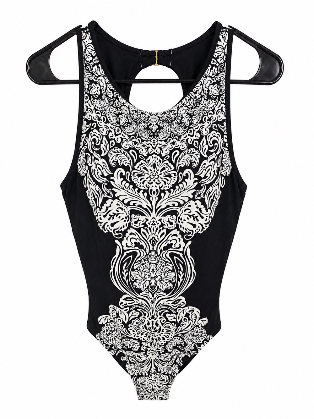 Black & White Patterned Girls' One-Piece Swimsuit